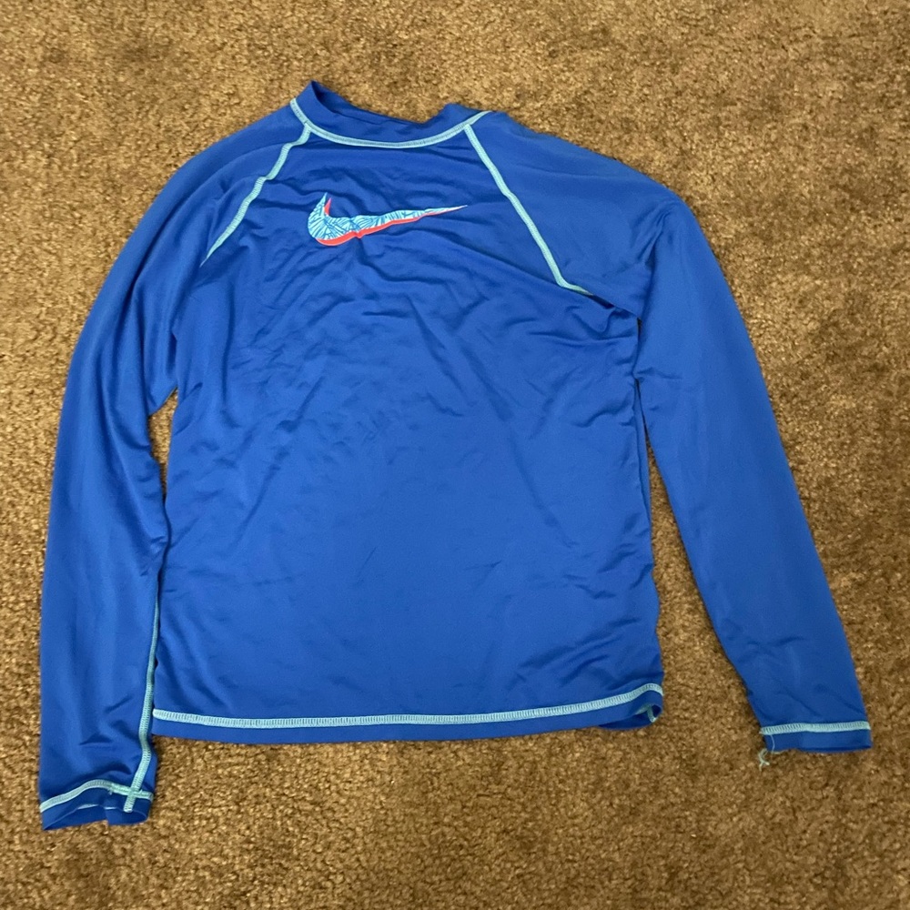 Nike blue long sleeve swim shirt